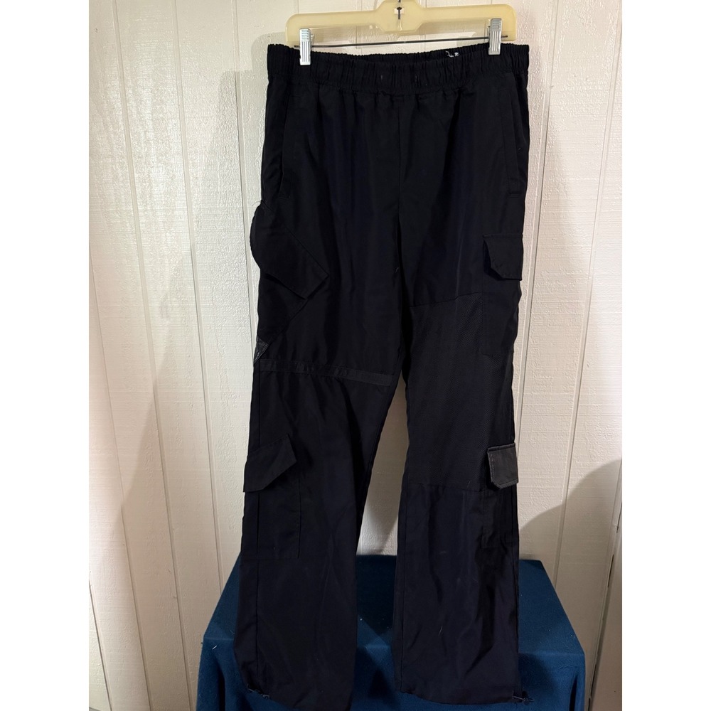 Rue21 Womens Black Tech Cargo Pants Elastic Waist Bungee Hem Streetwear Large
